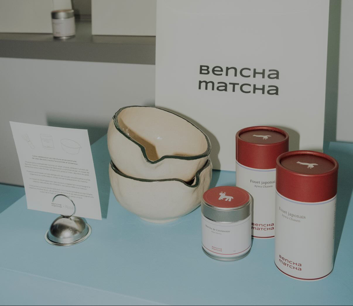 bol matcha en gres blanc, engobe vert